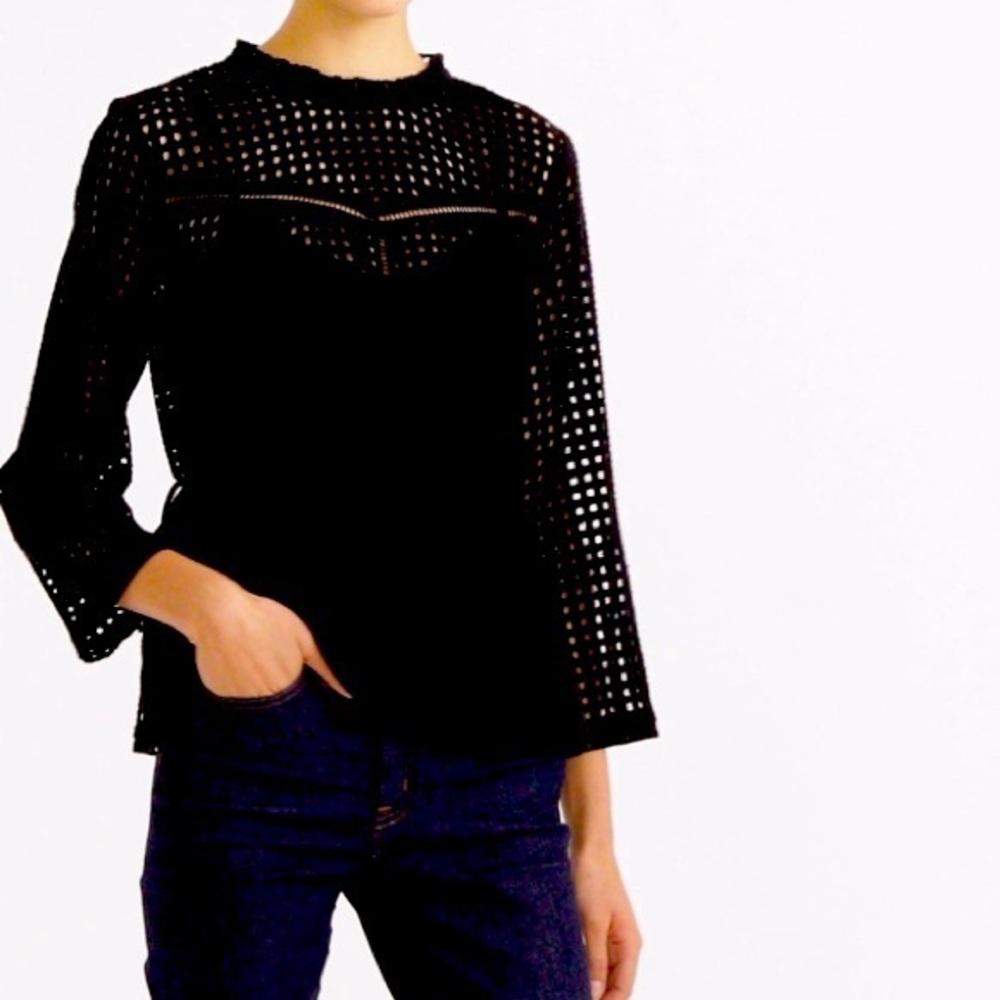 Black J. Crew Point Sur eyelet top